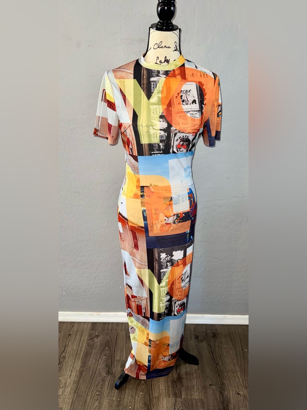 Pepper Mayo Colorblock Graphic Print Maxi Dress - Multicolor Size 6 semi mesh